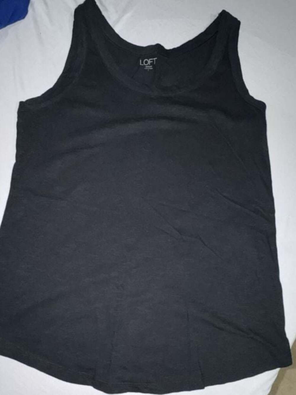 Z624 LOFT Cotton Scoop Neck Curved Hem Tank Top